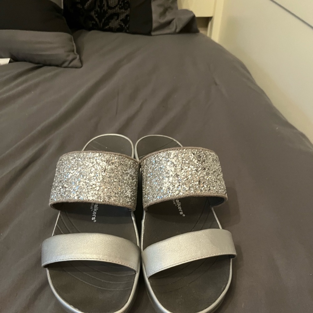 Silver sequin sandals